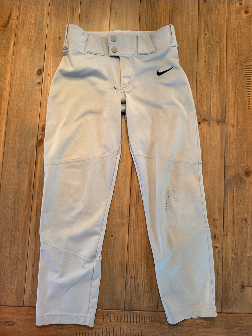 Nike Kids White Baseball Jogger Pants with Black Swoosh